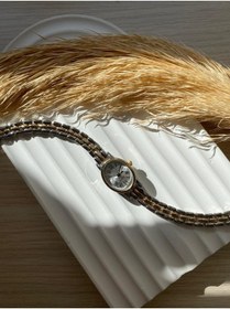 Resim QUARTZ Vintage Tasarım Kadın Kol Saati Retro Model Minimal Boncuk Gold- Gümüş Zincir Kordon 