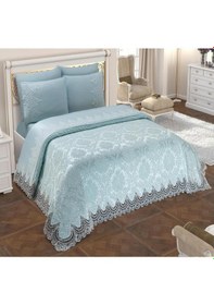 Resim Fransız Güpürlü Çeyizlik Pike Takımı Queen Su Yeşili 