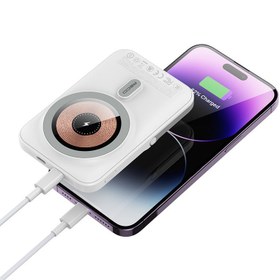 Resim Recci RPB-W08C Mechanic Serisi Dijital LED Ekranlı Standlı Kablosuz Powerbank 10000mAh 15W - Beyaz 