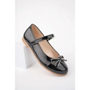 Resim Gimer Avm Bıyık Fiyonk Siyah Rugan Kız Çocuk Ayakkabı 