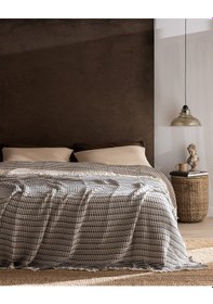 Resim Madame Coco Bresdon Çift Kişilik %100 Pamuk Yatak Örtüsü - Kahve/mavi Toprak 