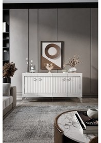 Resim KLAS KONSOL MDF MEBRAN KAPAK BEYAZ GÜMÜŞ 