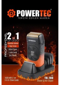 Resim Powertec Tr-700 2'si 1 Arada 4 Taraklı Dijital Ekranlı 9000 Rpm Günlük Sakal Ve Saç Tıraş Makinesi 