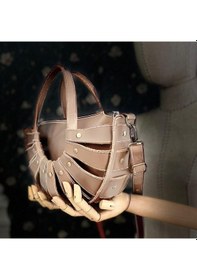 Resim Carıdea El Yapımı Hakiki Deri Bayan Çanta, Clutch, El Omuz Çantası V113 Krem 