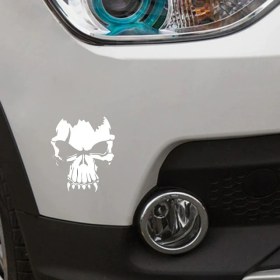 Resim TSC Beyaz Kuru Kafa Cadılar Bayramı Sticker Etiket 14CM 2 Adet 