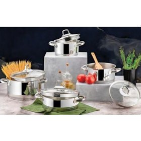 Resim Evimsaray Tencere Seti Paslanmaz Çelik 8 Parça Gloria Gri 