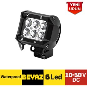 Resim SMX 10-30V 6 Ledli Çakarlı BEYAZ OFF-ROAD Projektör Lambası 301 0591 