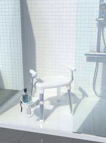 Resim Primanova Cappadocia Paslanmaz Alüminyum Kol Destekli Yaşlı Engelli Banyo Sandalyesi (130 KG Kapasite) - Beyaz 