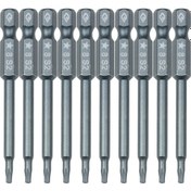 Resim Kosona 10 Adet Ts8 Torx Uçlu Tornavida Bitsi - S2 Çelik, Mıknatıslı, 65mm Uzunluk, Mavi, 6.3mm Sap 
