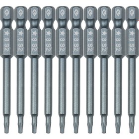 Resim Kosona 10 Adet Ts8 Torx Uçlu Tornavida Bitsi - S2 Çelik, Mıknatıslı, 65mm Uzunluk, Mavi, 6.3mm Sap 