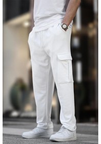 Resim Ekru Beli Ayarlanabilir Kargo Cep Basic Eşofman Altı 6552 Ekru 