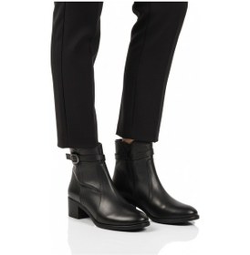 Resim Siyah Hakiki Deri Fermuarlı İçi Polarlı Kadın Bot 24113-1 Z Siyah 