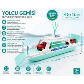 Resim 46 Cm Büyük Yolcu Gemisi Oyuncak Hareketli Tekerlekli Feribot Açık Yeşil 