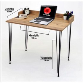 Resim Brady Ms Mobilya Çalışma Masası Ahşap Desenli Ve Beyaz Sunta 