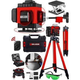 Resim Graizer Alman 128 Vf Tripodlu 12 Köşe Otomatik Hizalama Lazer Metre 360 Derece Yatay Dikey Çapraz Kumandalı Çantalı 