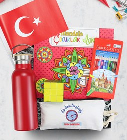 Resim Matara & Mandala & Zeka Küpü & Faber Castell Kuru Boya & Kalemlik & Bayrak Hediye Seti 