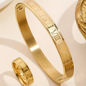 Resim Paslanmaz Çelik Korozyon Direnci Roma Rakam O-Halka Bileklikler Roma Harf Yüzükleri ile Birlikte 