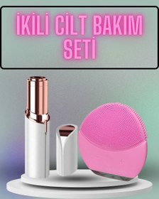 Resim shopwave KAŞ BIYIK VE YÜZ EPİLASYON ALETİ VE TİTREŞİMLİ YÜZ TEMİZLEME MASAJ ALETİ İKİLİ SET 