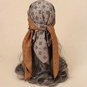 Resim 1 adet Kadın 70.0cm Vintage Geometrik Desen Kare Eşarp - Hafif Yumuşak Kahve Kahve ve Bej Çok Amaçlı Boyun Eşarp, Akşam Saat Bandı ve Saç Aksesuarı, Rüzgar Geçirmez, Klasik Şık, Tüm Mevsimler İçin Pürüzsüz Dokusu 