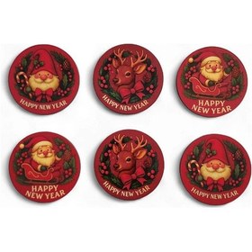 Resim Noel Yeni Yıl Bardak Altlığı 6 Adet 9x9 