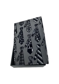 Resim Teyreki Gıpta Montana Floklu Kravat Desenli Dikdörtgen Hediyelik Boş Kutu No:1 24x16x6cm 