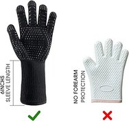 Resim Opaceluuk 500 dereceye kadar ısıya dayanıklı fırın eldiveni, ekstra uzun fırın eldiveni, fırın eldiveni, sigara içenler, mangal, mangal için. 