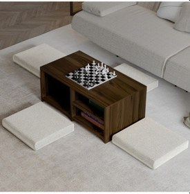 Resim Gord Minderli Orta Sehpa Oyun Ve Dinlenme Alanı İçin Fonksiyonel Tasarım Ceviz 