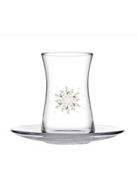 Resim Happy Holidays 8 Parça Çay Seti 170 Cc Şeffaf 