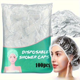 Resim 100 Adet Tek Kullanımlık Duş Bonesi - Erkek ve Bayanlar İçin Plastik Sağlık Kapakları, Şeffaf Beyaz Filmli, Nötr Kuaför Kalitesinde Derin Bakım ve Cilt Koruma için Uygun 