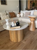 Resim ENESES Mermer Orta Sehpa - Naturel 70 Çap 