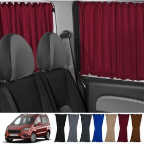 Resim Oto Pandami Fort Tourneo Courier 2014+ Uyumlu Bordo Raylı Oto Perde Takımı 