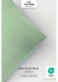 Resim 2'li Lakost Örgü Yastık Kılıfı Seti %100 Pamuk 50 X 70 Fermuarlı Yeşil 