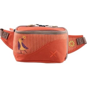 Resim Turuncu Kuş Desenli Kanvas Unisex Göğüs ve Bel Çantası 