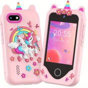 Resim 64GB Bellek Kartı ve Kart Okuyucu ile Çocuk Akıllı Telefon 48 Megapiksel 1080P Jigsaw Puzzle Oyun Kamera Video El Feneri Çok Fonksiyonlu Çocuk Cep Telefonu Erkek ve Kız Çocuklar için Noel Doğum Günü Hediyesi 