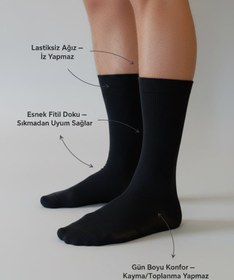 Resim Lissy Fleksa™ Unisex Konfor Çorap - Gri / 41-45 / Diz Altı 