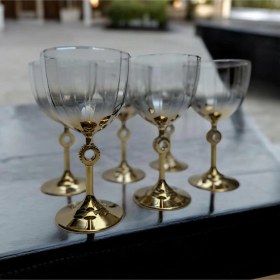 Resim Bambum Vibe Cam Ayaklı Altılı Su Bardağı Gold 