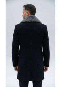 Resim Plus Scorpion Erkek Uzun Kaşe Kaban Çıkartılabilir Kürk Yaka, Astarlı Ve Cepli Slim Fit Mont Bej, Gri, Siyah, Taba Siyah 