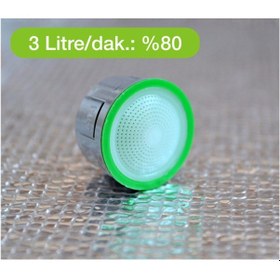 Resim Ayretör Su Tasarruf Aparatı 3 Lü Set/ Musluk Ucu /Su Tasarruf Cihazı Made in Italy Gümüş - Yeşil 