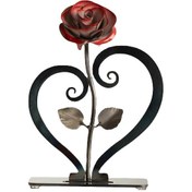 Resim Demir Metal Gül Süsleri Kalp Şeklinde Braketli Gül 1 Adet - Kırmızı 