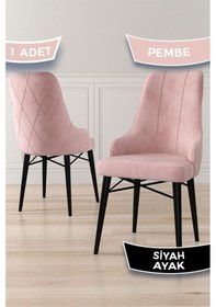 Resim Canisa Neta Serisi, 1.sınıf Babyface Kumaş Sandalye, Siyah Gürgen Ayak, 1 Adet Pembe Sandalye Sandalye Pembe Ayaklar Siyah 