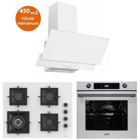 Resim Ferre Ve AFM Tech SC406-WFA WOK + FM7701 + FM3301 Qh 8 Prog Turbolu Beyaz Dijital Ankastre Set 