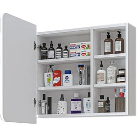 Resim Aynalı Banyo Dolabı - Likya - Beyaz / 70 Cm 