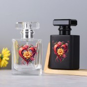 Resim Çiçek Desenli Boş Cam Parfüm Şişesi, 1.69oz İnce Sis Taşınabilir Kozmetik Örnek Kabı, Seyahat Aksesuarı, Tatil Hediyesi 