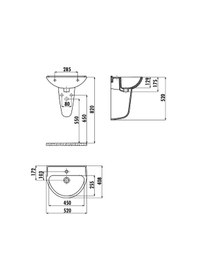 Resim Creavit 40 x 50 CM Batarya Delikli Lavabo + Yarım Ayak 