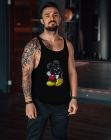 Resim Freeyez Dark Mickey Mouse Gym Fitness Tank Top Sporcu Atleti 