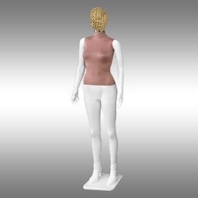 Resim DOĞU SARI İŞ Plastik Boy Mankeni Tablalı Kumaşlı Tel Kafalı 