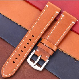 Resim Hakiki Deri Kordonlu Saat 7 Renk Vintage Kayış 18mm 20mm 22mm 24mm Kadın Erkek Yellow Brown Silver 18mm 