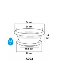 Resim Omnipazar So-a002 Arajman Saksı Takımı Tabaklı 6.5 Litre No: 2 Kiremit 108 