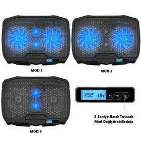 Resim S18 Yükseklik Ayarlı 4 LED Fanlı Ayarlanabilir Laptop Soğutucu Notebook Bilgisayar Standı 