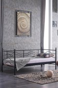 Resim Unimet Myra Daybed Tek Kişilik Sedir Ferforje Metal Karyola-siyah 